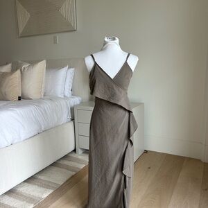 Tularosa Brown Asymmetrical Sheath Dress for Cocktail